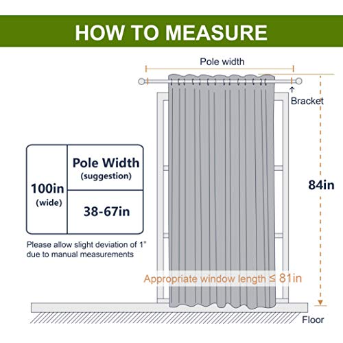 NICETOWN Grey Blackout Patio Sliding Door Curtains 84 inch Length, Grommet Room Divider Thermal Insulated Curtain Drapes for French Door/Living Room (Gray, W100 x L84, 1 Panel) NICETOWN