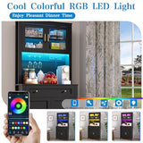 Yeyawomy 72" Tall Kitchen Pantry Cabinet with LED Light & Power Outlets, Farmhouse Large Storage Cabinet, Microwave Stand with Storage, Adjustable Cabinet Shelf, Black Kitchen Pantry (Black) Yeyawomy