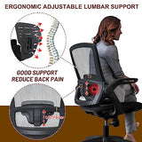 KOLLIEE Mesh Home Office Chair Ergonomic Swivel Office Desk Chair with Adjustable Lumbar Support Black Comfortable Computer Chair with Flip up KOLLIEE