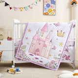 NacoMoco 3-Piece Crib Bedding Set for Girls - Ultra Soft Baby Bedding Set Includes Crib Comforter, Sheet & Skirt (Purple) NacoMoco