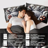 llyxsesty Cute Cat Comforter Set King,Grey Kawaii Cat Bedding Set Adult,Cute Animal Comforter for Boy,American Shorthair Bedding Grey,Kawaii Animal Print Quilt Bedroom Decor Kids llyxsesty
