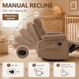 Super Soft Brown Rocking Chair Nursery Recliners, Small Recliner Rocking Chair for Small Spaces, Manual Swivel Glider Recliner for Living Room Bedroom Office, Corduroy, Adjustable Backrest (Brown)