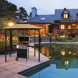 Eurmax USA 5x8 Grill Gazebo Shelter for Patio and Outdoor Backyard BBQ's, Double Tier Soft Top Canopy and Steel Frame with Bar Counters, Bonus LED Light X2(Khaki) Eurmax