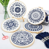 LOADSFUN 5 Pieces Embroidery Kit for Beginners, Cross Stitch Kits with Stamped Patterns,Hoop,Threads,Needle Threader Needlepoint Kits Crafts for Adults Step by Step Instructions Video