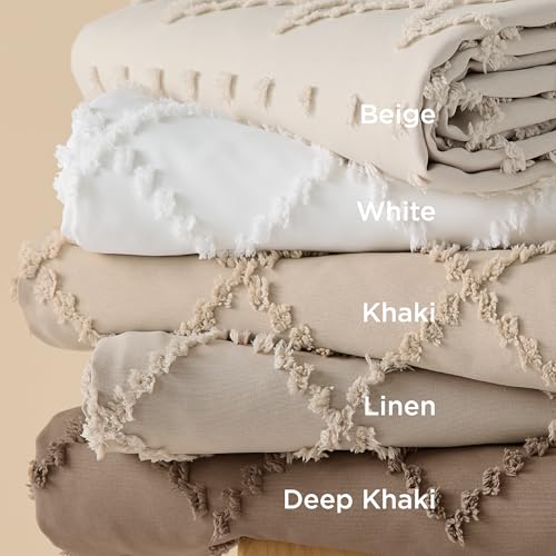 Bedsure Boho Duvet Cover King Size - Boho Bedding, Tufted King Duvet Cover for All Seasons, 3 Pieces Embroidery Shabby Chic Home Bedding,Comforter Not Included (White, 104" x 90") Bedsure
