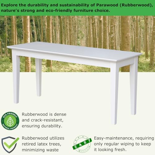 Shaker Style Solid Parawood Kitchen/Dining Bench, 39"W x 14"D x 18"H, Sturdy Seating for Entryway, Living Room, Family Room, or Breakfast Nook, Easy Assembly, Unfinished, Ready to Stain or Paint IC INTERNATIONAL CONCEPTS