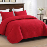 Whale Flotilla Soft Twin Size Quilt Set for All Seasons, 2-Piece Ultrasonic Geometric Quilts Bedding Set, Lightweight Reversible Bedspread, Coverlet, Bed Cover with Pillow Sham, Red Whale Flotilla