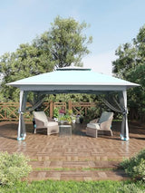 Hipicute 13 X 13FT Pop Up Gazebo, Canopy Tent, Gazebos on Clearance,Patio Folding Canopy with Mosquito Netting - Backyard Tent for Party, Wedding,Outdoor Dining, Patio, Backyard(Light Blue+Light Grey) Hipicute