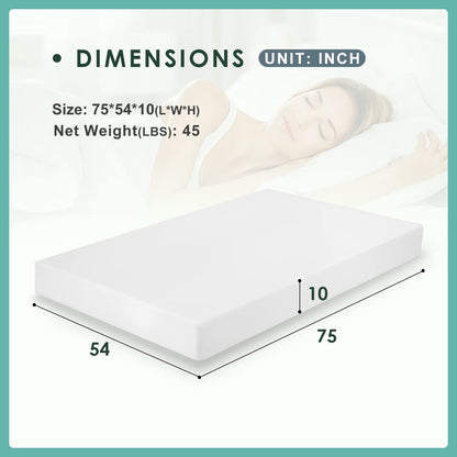 PayLessHere 10 Inch Full Gel Memory Foam Mattress Fiberglass Free/CertiPUR-US Certified/Bed-in-a-Box/Cool Sleep & Comfy Support