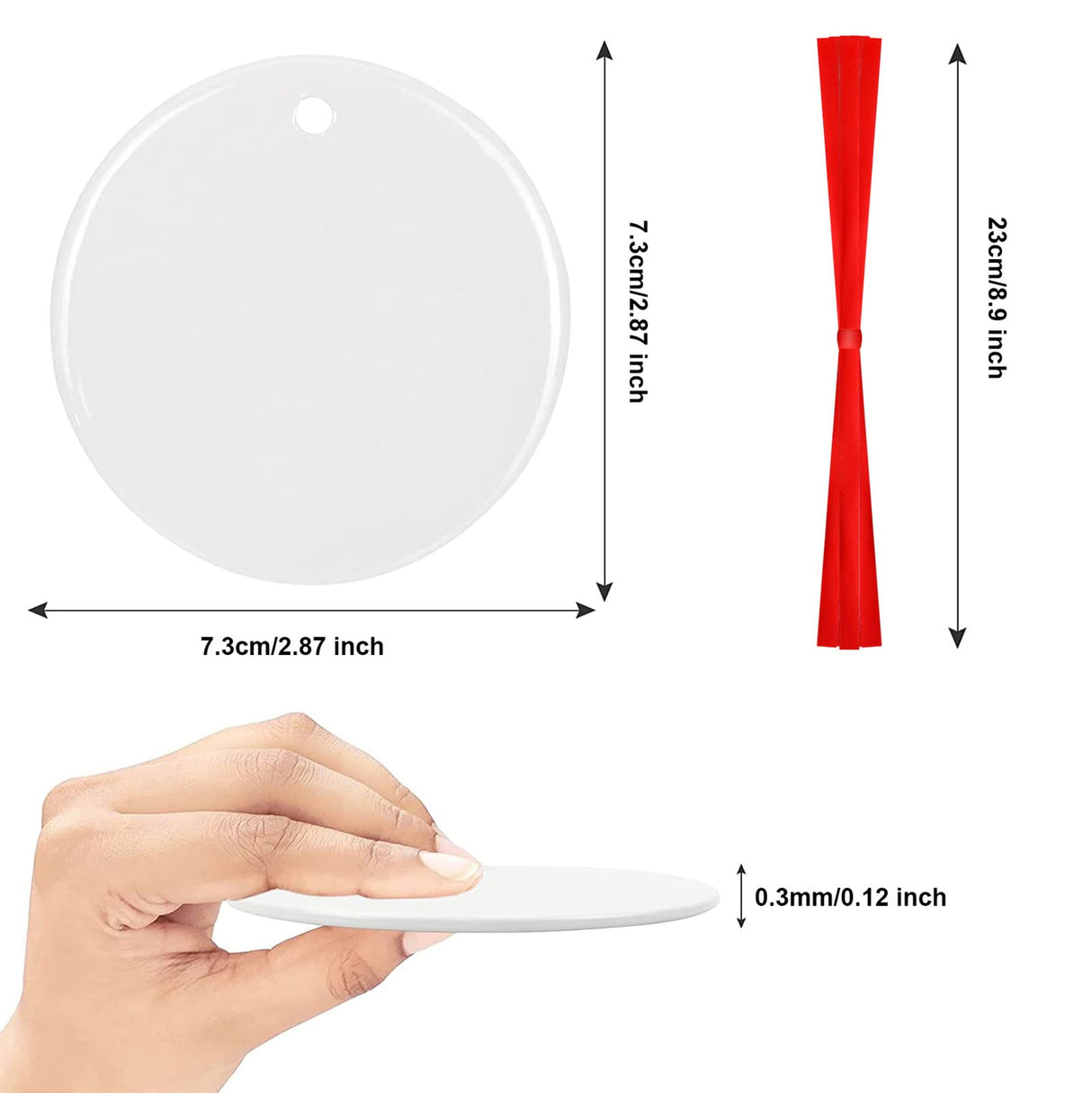 10Pcs Sublimation Ornaments Blanks Round White Blank Ceramic Ornament for Sublimation Personalized 2024 Christmas Ornament Bulk Circle Porcelain Blank Ornaments for Heat Transfer Print DIY Craft Gift Umzing