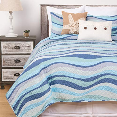 C&F Home Sea Waves Seawaves Blue Ocean Coastal Theme Twin Bed 2-Piece Beach Reversible Coverlet Lightweight Quilt Set with 1 Sham Reversible Bedding Coverlet Comforter Nautical Bedding Set Twin 2 C&F Home