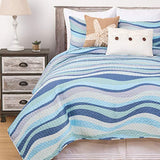 C&F Home Sea Waves Seawaves Blue Ocean Coastal Theme Twin Bed 2-Piece Beach Reversible Coverlet Lightweight Quilt Set with 1 Sham Reversible Bedding Coverlet Comforter Nautical Bedding Set Twin 2 C&F Home