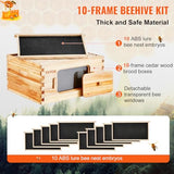 VEVOR Bee Hive Deep Box Starter Kit, 100% Beeswax Coated Natural Cedar Wood, Langstroth Beehive Kit with 10 Frames and Foundations, Transparent Acrylic Bee Windows for Beginners and Pro Beekeepers VEVOR