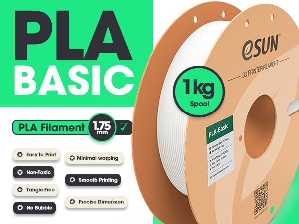 eSUN PLA Basic Filament 1.75mm, 1KG Spool (2.2 LBS) High Speed Printing 3D Printer PLA Filament,Designed for Fast Printing, Black eSUN