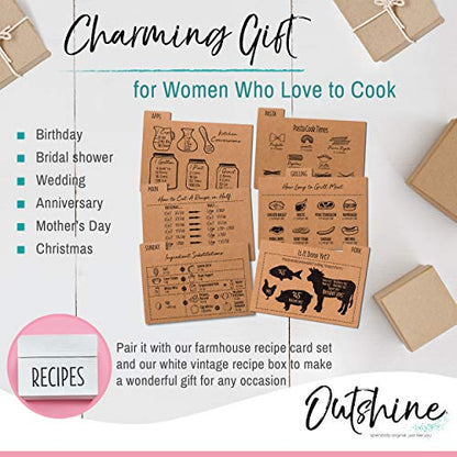 OUTSHINE Premium Kraft Recipe Cards Dividers 4x6 with Tabs (Set of 24) | Recipe Box Dividers Made of Thick Cardstock | Includes 28 Adhesive Labels and Printed Cooking Tips | Best Kitchen Gift - WoodArtSupply