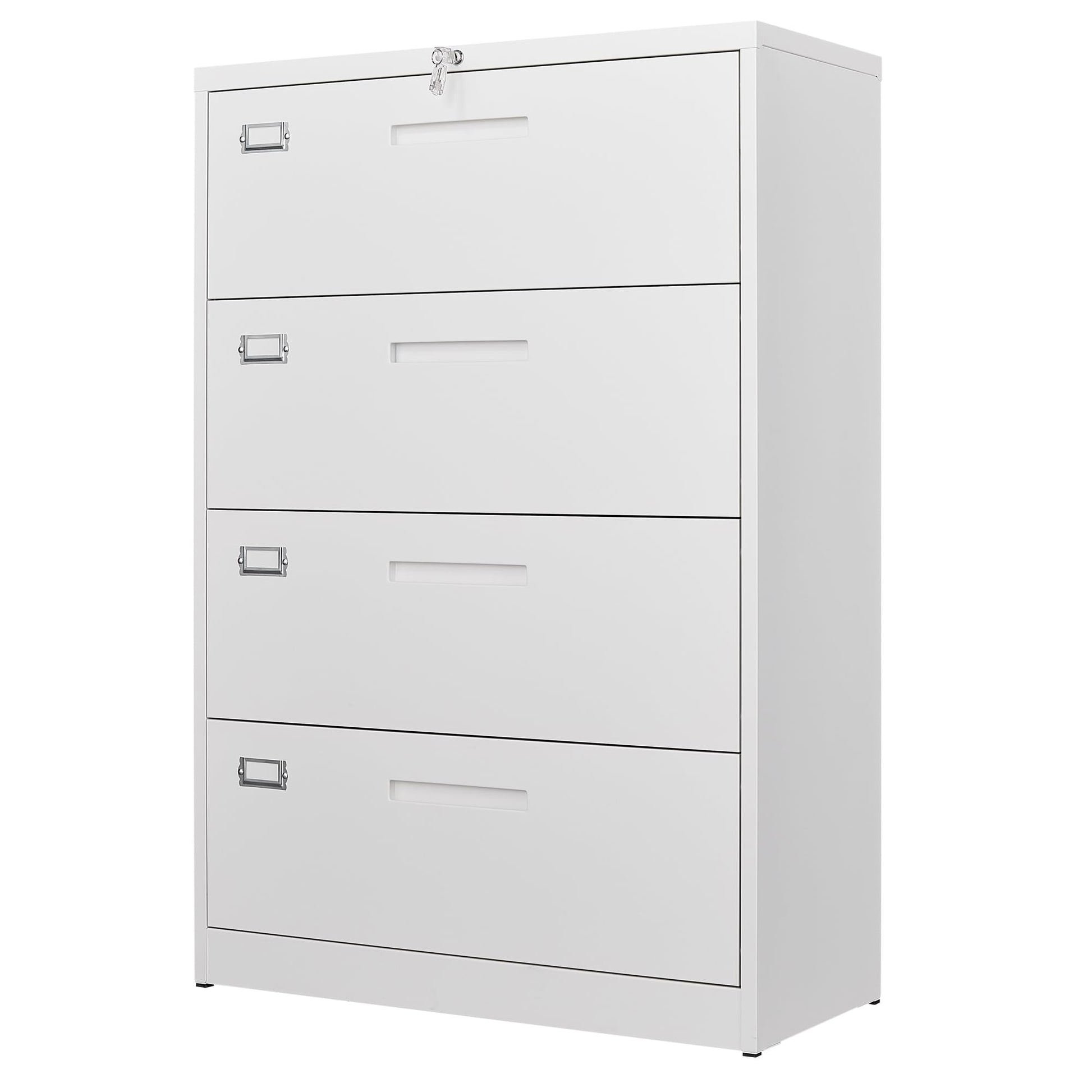 Letaya 4 Drawer File Cabinet with Lock, Metal Lateral Filing Cabinet Wide Office Organization Storage for Home Office Hanging Letter/Legal/F4/A4 (White-Requires Installation) - WoodArtSupply