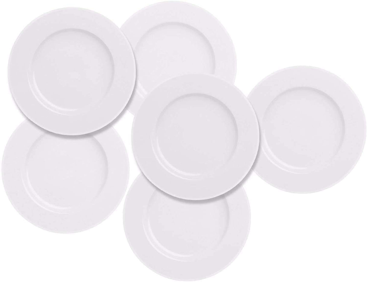 EasyDancing 6pcs Salad Dessert Plate 7.5inch White Porcelain Dinner with Round Flat Design Good for the Gift EasyDancing