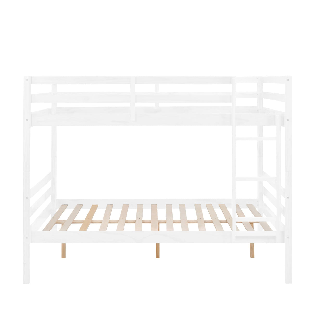 FLEXISPOT Full Over Full Solid Wood Bunk Bed with Ladder,Wooden Bunk Bed with High Guardrail and Ladder for Kids, Teens, Dorm Rooms, and Guest Rooms,No Box Spring Needed,White FLEXISPOT