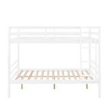 FLEXISPOT Full Over Full Solid Wood Bunk Bed with Ladder,Wooden Bunk Bed with High Guardrail and Ladder for Kids, Teens, Dorm Rooms, and Guest Rooms,No Box Spring Needed,White FLEXISPOT
