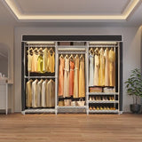 VIPEK V5L Garment Rack Heavy Duty Covered Clothes Rack with Dimmable LED Lights, 3000K Warm White, Portable Closet Wardrobe Freestanding Clothing Rack for Hanging Clothes, White Rack with Black Cover VIPEK