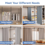 Room Divider Curtain Rod No Drilling Wall Divider for Room Partition, 28-114'' Wide Portable Metal Room Divider Panel Separation Curtain Stand, Heavy Duty No Drill Curtain Rods for Space Separator HOMSCREENER