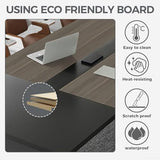 Nuipesn 138 Inch Rectangular Conference Table, 12FT Boardroom Table for 12-14, Built-in Power Outlets & USB Charging Ports, Cable Management, Splicing Design, 2 Inch Thick Top, Oak/Grey Nuipesn