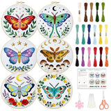 BEUNITONE 6 Set Moth Embroidery Kit for Adults Beginners, DIY Needlepoint Craft Kits with Instructions and Hoops, Complete Starter Set for Adults, Funny Hand Embroidery for Fabric and Home Decor