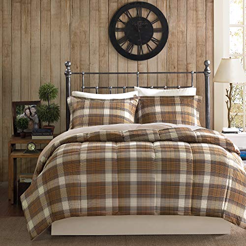 Woolrich Comforter Set, Cabin Lodge, Warm Cover for Colder Season, Modern Cottage-Inspired Down Alternative Ultra Soft Microfiber Bedding, Matching Sham, Plaid Brown Twin 2 Piece Woolrich John Rich & Bros.