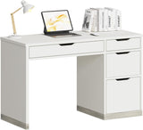 MaverickFurni White Computer Desk with Storage Drawers, Home Office Small Desk with File Cabinet, Study Desk for Kids with 4 Drawers, Modern Kids Desk for Bedroom, Small Space MaverickFurni