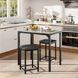 Giantex 3 Pcs Dining Table and Chairs Set with Faux Marble Tabletop 2 Chairs Contemporary Dining Table Set for Home or Hotel Dining Room, Kitchen or Bar (Beige & Black) Giantex