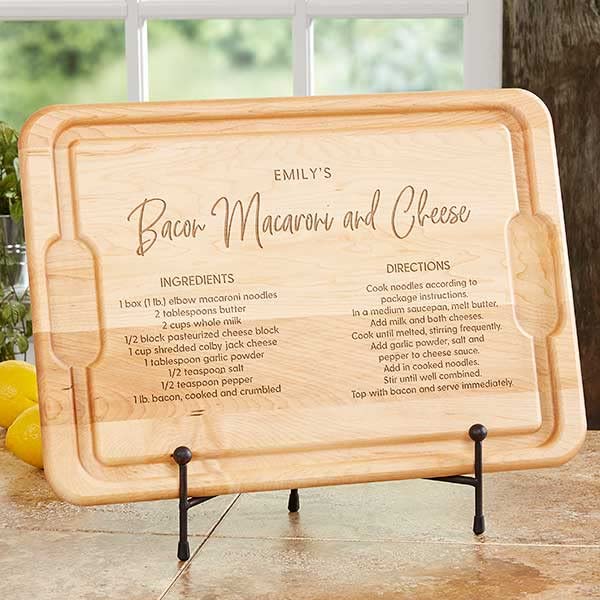 Personalization Universe Favorite Family Recipe Personalized Hardwood Cutting Board with Juice Well and Grip Handles, Customized with Your Favorite Recipe - 12"x17" - WoodArtSupply