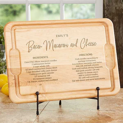 Personalization Universe Favorite Family Recipe Personalized Hardwood Cutting Board with Juice Well and Grip Handles, Customized with Your Favorite Recipe - 12"x17" - WoodArtSupply