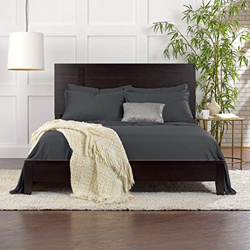 Pure Bamboo Full Sheets, Genuine 100% Organic Viscose Derived from Bamboo Bed Sheet Set, Luxuriously Soft & Cooling, Double Stitching, 2 Year Quality Promise (Full, Charcoal) Pure Bamboo