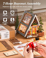 Rolife DIY Miniature House Kits A-Frame Cabin, Tiny House Mini House Building Kit for Teens, DIY Crafts for Adults, Birthday/Halloween for Parents Friends (A-Frame Cabin)