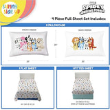 Sunny Side Up Bluey & Friends Full Sheet Set - 4 Piece Kids Bedding Set Includes Pillow Cover - Super Soft Microfiber Sheets Sunny Side Up