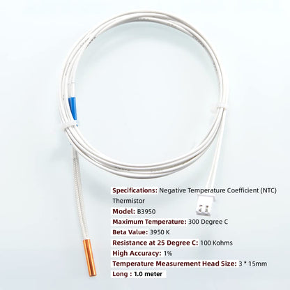 Upgrade 3D Printer NTC 100K 3950 Thermistor, HT-NTC100K Ender 3 Thermistor Sensor and 3D Printer Heater Cartridge Wire 12V40W Compatible for E3D V6 PT100 Ender 3, Ender 3 V2, Ender 5/PRO CR-1 - WoodArtSupply