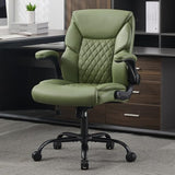 JOYNET Home Office Chair with Lumbar Support, Thickened Seat, Small PU Leather Desk Chair Swivel Rocking, Comfy Computer Chairs with Rolling Wheels & Flip up Armrests, Executive Chair |Green JOYNET