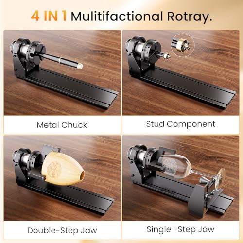 Longer Chuck Rotary Roller is ideal for engraving cylindrical, wine glass, and irregular objects. Y-axis 360° rotation, compatible with Ray5, Ray5 Mini, B1, and most other frame-style laser engravers. Longer