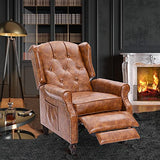 B BAIJIAWEI Massage Recliner Wingback Chair with Heat, Tufted Fabric Armchair, Push Back Recliner with Remote Control, Adjustable Backrest & Heating Function for Living Room (Pu Brown) B BAIJIAWEI