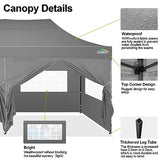 COBIZI 10x20 Pop up Canopy Tent 10x20 Canopy with 6 Sidewalls Waterproof Heavy Duty Commercial Tent for Parties Outdoor Garden Gazebo, Carry Bag with Wheel(10x20ft, Gray) COBIZI