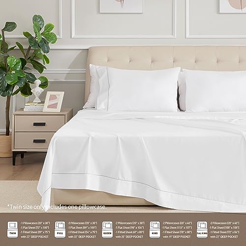 sunflower Extra Deep Pocket Twin Sheet Sets Fits 18"-24" in Deep Mattress -100% Cotton Twin Sheet Set, White Hotel Luxury Soft Breathable Sheet Sets for Twin Bed Deep Pocket sunflower