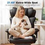 GTRACING Big and Tall Office Chair 400LBS Wide Ergonomic Gaming Chair with Deluxe Embossing Designed Leather with Foot Rest,150°Reclining Adjustable Soft Armrests Pocket Spring Back Support and Pillow GTRACING