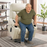 EONIX Power Lift Recliner Chair for Elderly with Heat and Massage, 400lbs Heavy Duty Electric Recliner Chairs for Adults with Cup Holders and USB Charging Ports, SLRY019020, Cream White