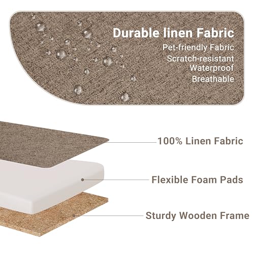 N NOORDENIYA 55.5" Fabric Convertible Sofa Bed, Pull Out Sleeper Sofa Bed, Loveseat Couch with Side Pocket, 3 in 1 Convertible Sleeper Sofa Bed for Living Room, Apartment, Bedroom, RV, Brown N NOORDENIYA