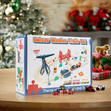 WOOD CITY Wooden Train Set, 56-Piece Deluxe Kids Toy Train Set for 2 3 4 5 Year Old Boy, Cargo-Themed Train Track with Tower Crane & Suspension WOOD CITY