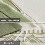 Oli Anderson Boho Duvet Cover Set Queen Size, Beige and Sage Green Color Clash 3 Pieces Microfiber Bedding Set, Durable and Super Soft Duvet Covers with Zipper and Ties, 90"*90" Oli Anderson