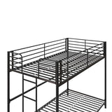 DHP Daven Easy Assembly Metal Bunk Bed for Kids, Teens and Adults, with Ladder, High Guardrail, Metal Slats, Smooth Rounded Edges, No Boxspring Required, Twin-Over-Twin, Black DHP