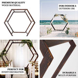 Tableclothsfactory 7FT Rustic Elegant Hexagonal Wooden Backdrop Stand | Heavy Duty Dark Brown Double Sided Wedding Arch Stand Tableclothsfactory