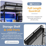 Harper & Bright Designs Queen Size Loft Bed with Stairs, Storage Shelves and Built-in Wardrobe, Metal Loft Bed Frame with USB Ports and LED Lights (Black Queen) Harper & Bright Designs