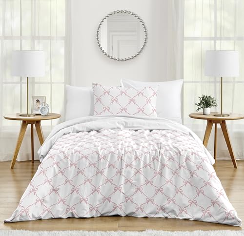 Sweet Jojo Designs 2-Piece Twin Comforter Set (Pink Bows) for Girls, Kids, Teen, College Bed Room incl. Single Size Bedding & Sham (Blush, Bow for The Ballerina, Ballet Dancer, Princess Collection) Sweet Jojo Designs